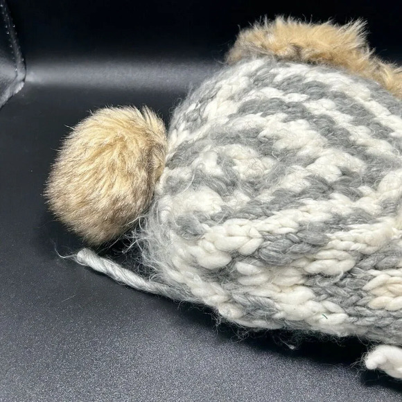 American Eagle Trapper Hat Unisex One Size Brown Gret Wool Blend Tie - Picture 2 of 5